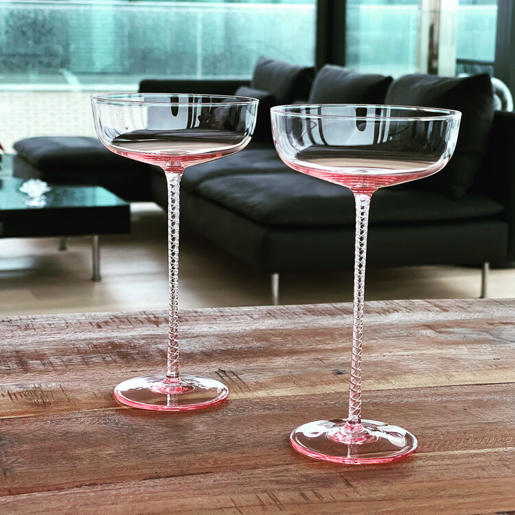 Skloglass Tangled champagnecoupe / 2st - Roze