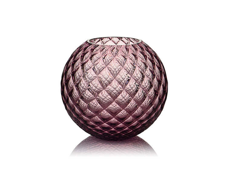 Skloglass Handgemaakt kristallen Dahlia bolvaas 150mm - Paars