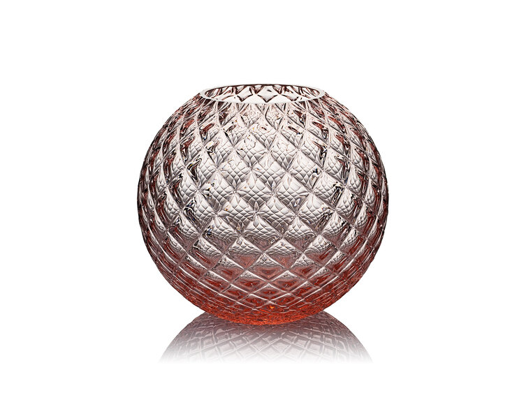 Skloglass Handgemaakt kristallen Dahlia bolvaas 150mm - Roze