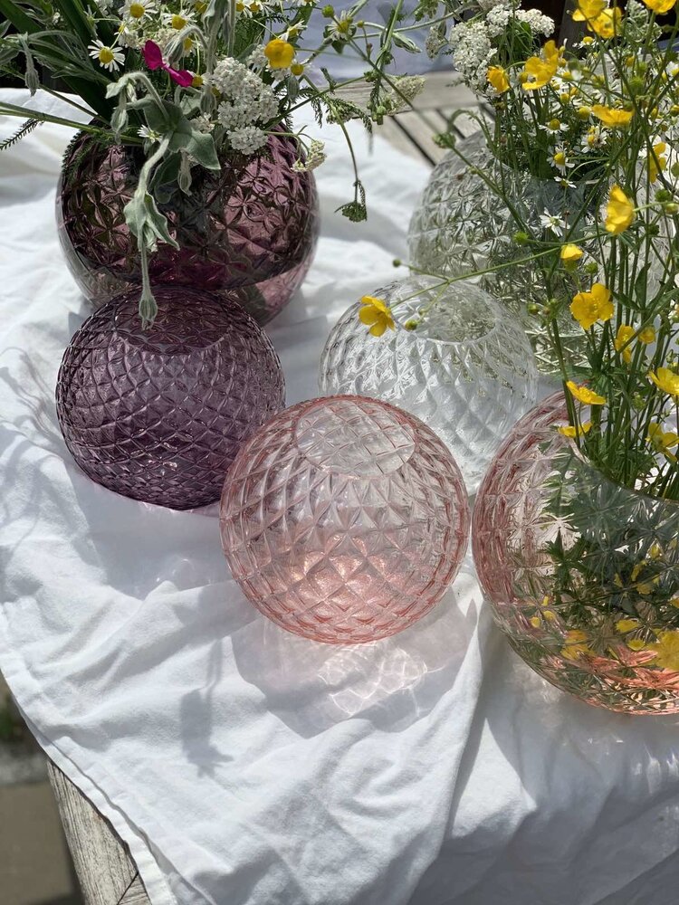 Skloglass Handgemaakt kristallen Dahlia bolvaas 150mm - Smoke