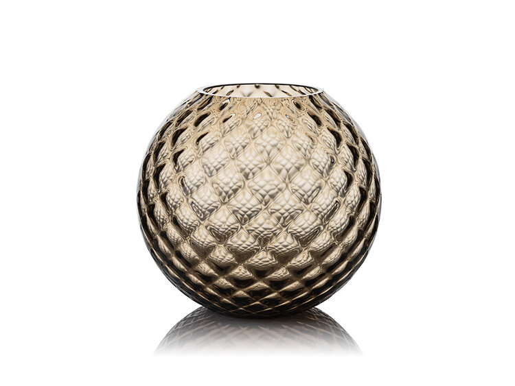 Skloglass Handgemaakt kristallen Dahlia bolvaas 150mm - Smoke