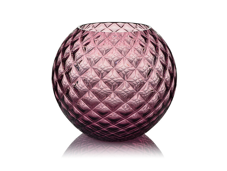 Skloglass Handgemaakt kristallen Dahlia bolvaas 180mm - Paars