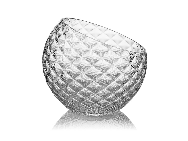 Skloglass Handgemaakt kristallen Dahlia schaal 180mm - Kristal