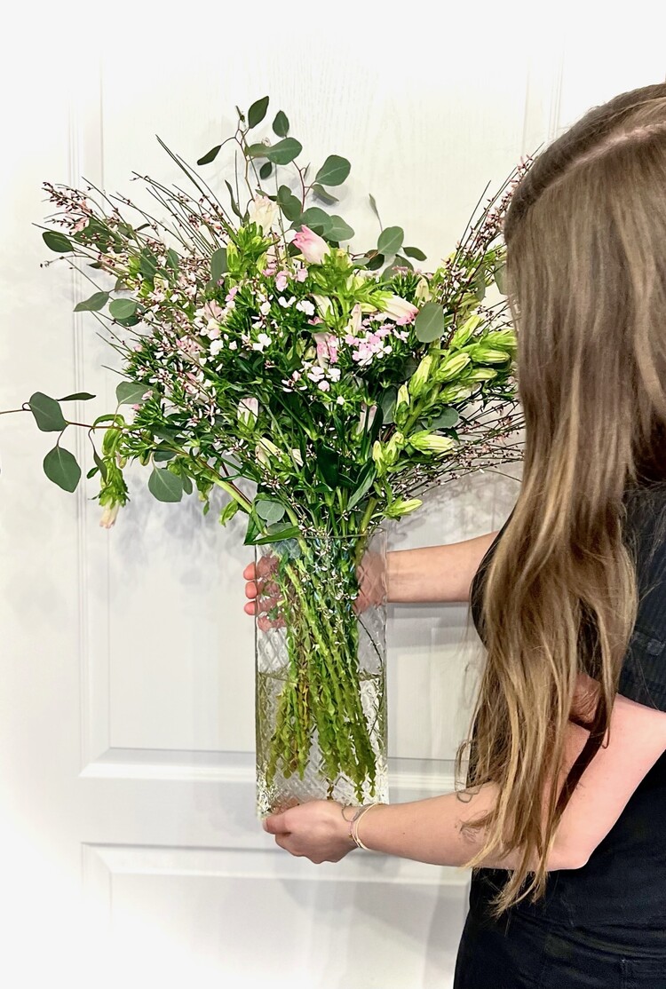 Skloglass Handgemaakt kristallen Lilie vaas 300mm - Kristal