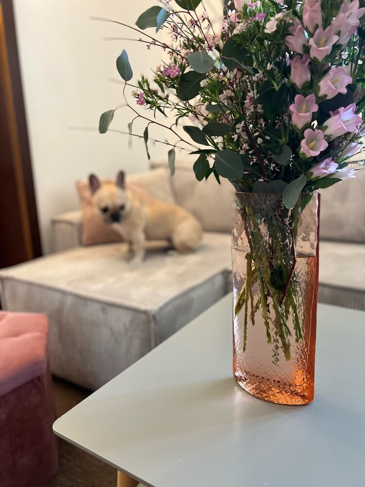 Skloglass Handgemaakt kristallen Lilie vaas 300mm - Roze