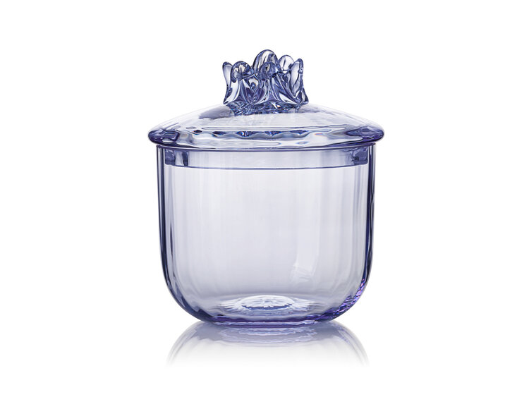 Skloglass Handgemaakte  schaal met deksel  Sakura Alexandrite