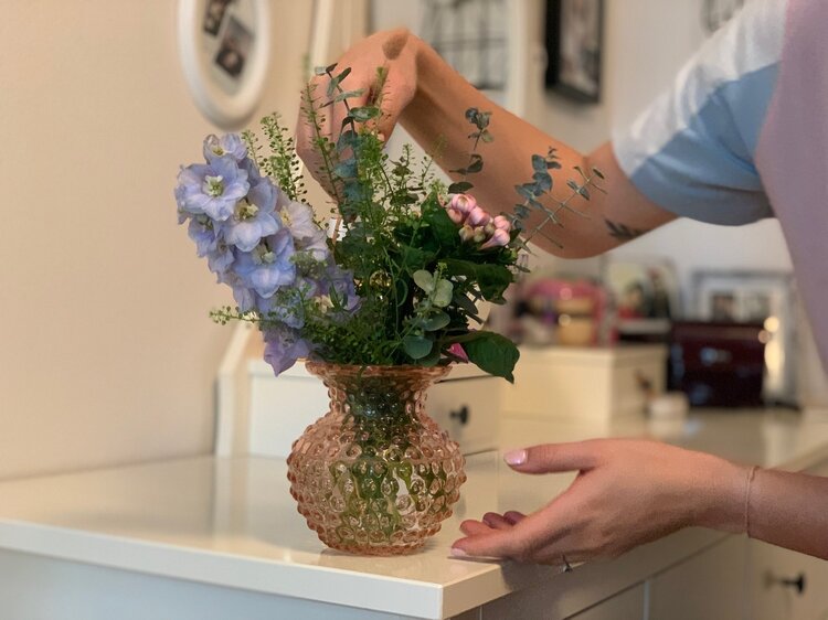 Skloglass Handgemaakt kristallen Lobelia vaas Roze