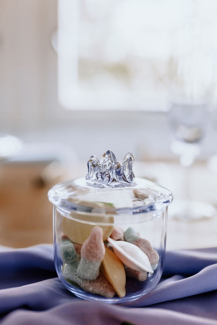 Skloglass Handgemaakte  schaal met deksel  Sakura Alexandrite