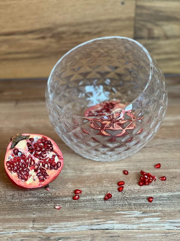 Skloglass Handgemaakt kristallen Dahlia schaal 150mm - Kristal