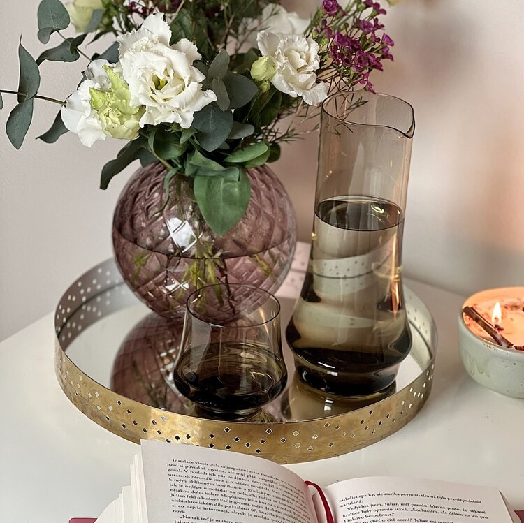 Skloglass Handgemaakt kristallen Dahlia bolvaas 180mm - Paars