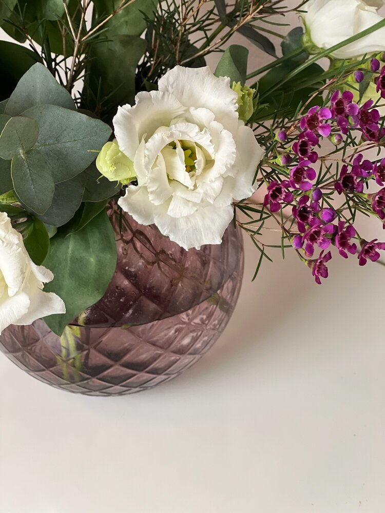 Skloglass Handgemaakt kristallen Dahlia bolvaas 180mm - Paars