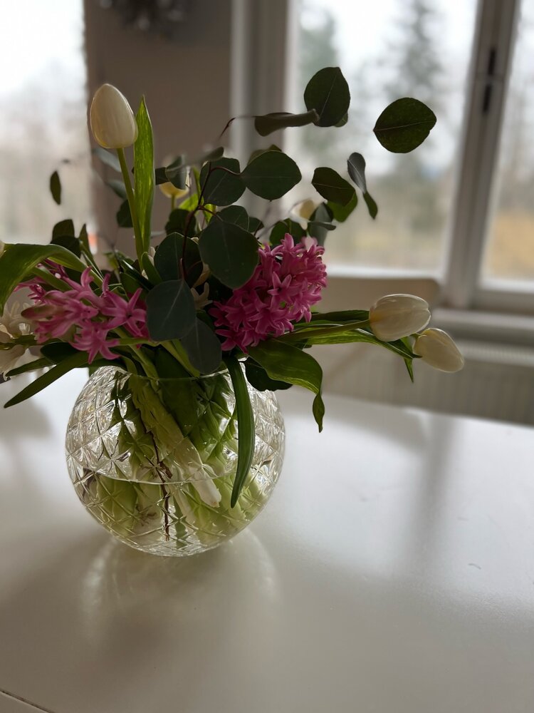 Skloglass Handgemaakt kristallen Dahlia bolvaas 180mm - Kristal