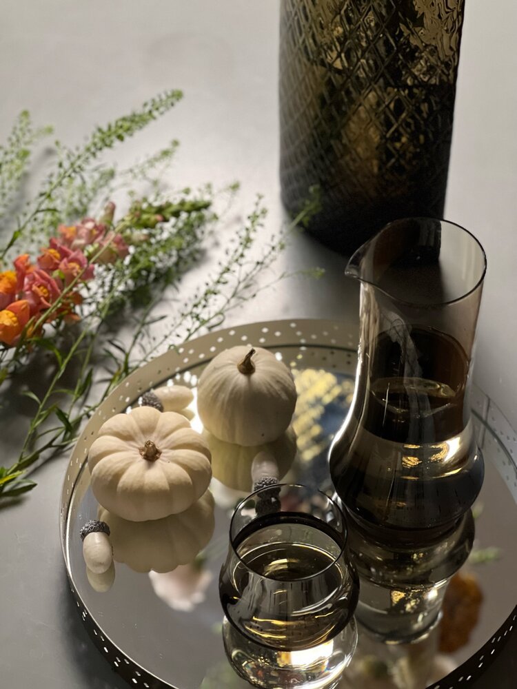 Skloglass Handgemaakte kristallen karaf met 4 glazen IRIS - SMOKE