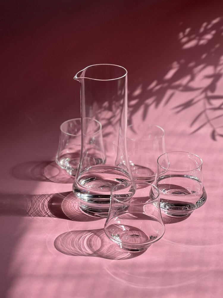 Skloglass Handgemaakte kristallen karaf met 4 glazen IRIS