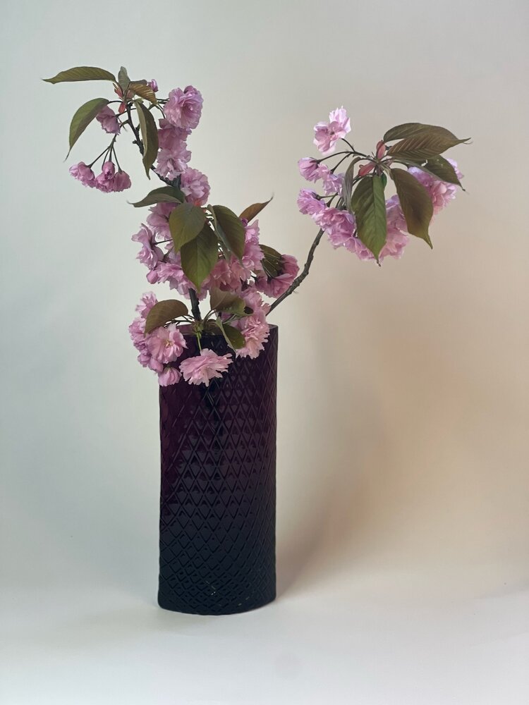 Skloglass Handgemaakt kristallen Lilie vaas 300mm - Paars