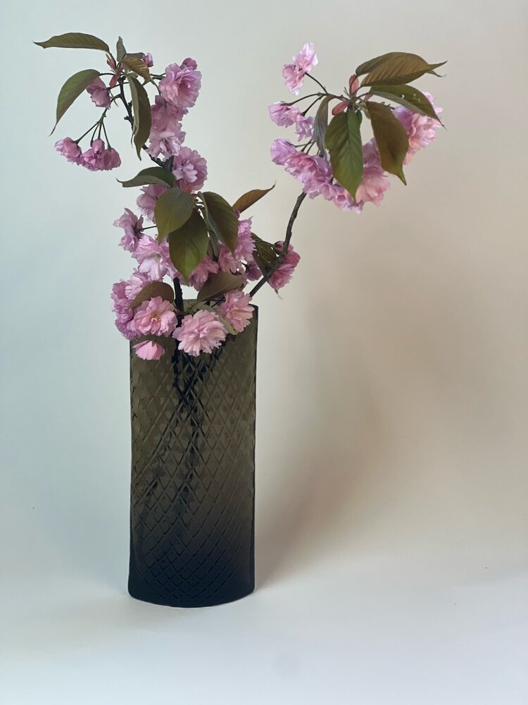 Skloglass Handgemaakt kristallen Lilie vaas 300mm - Smoke