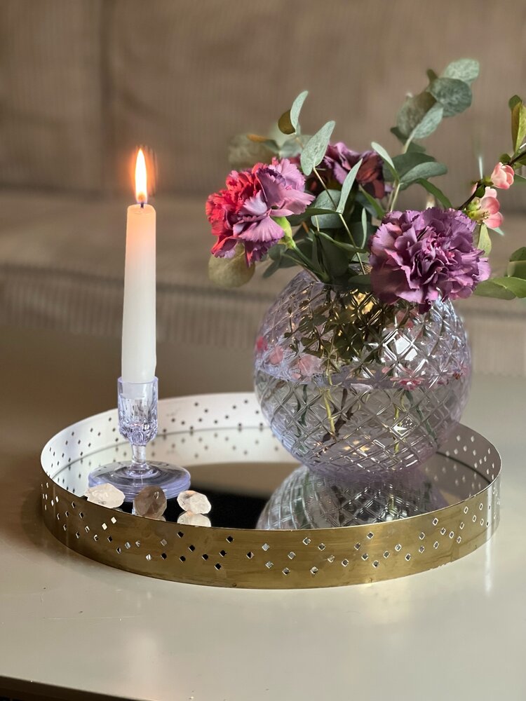 Skloglass Handgemaakt kristallen Dahlia bolvaas 180mm - Alexandrite