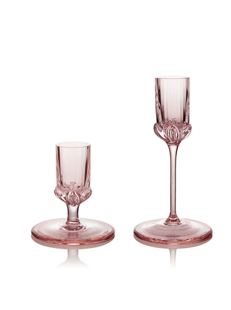 Skloglass Handgemaakte  7cm & 13cm kandelaars Sakura - ROZE