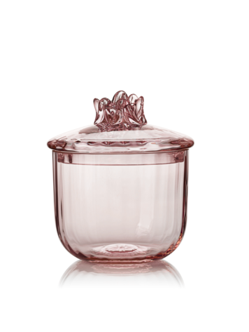 Skloglass Handgemaakte  schaal met deksel  Sakura  ROZE