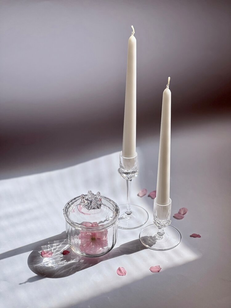 Skloglass Handgemaakte  7cm & 13cm kandelaars Sakura - KRISTAL