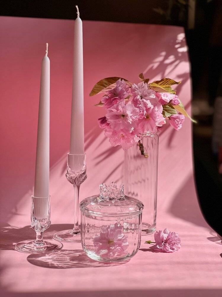 Skloglass Handgemaakte  7cm & 13cm kandelaars Sakura - KRISTAL