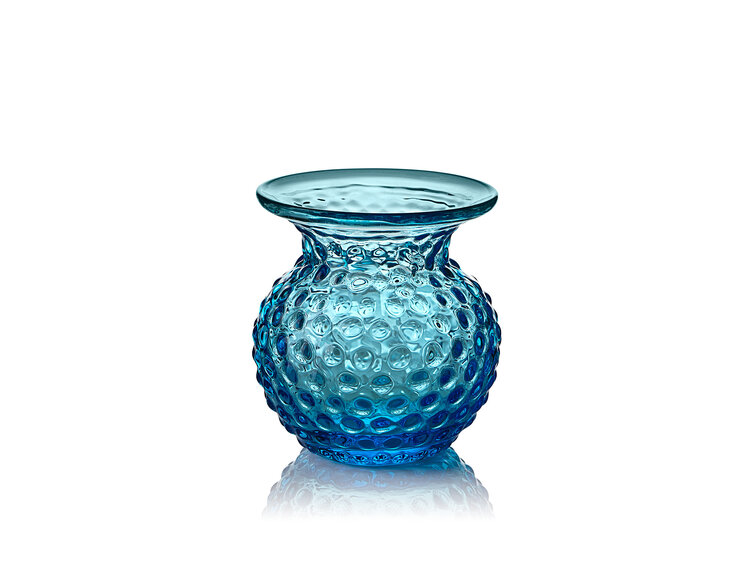 Skloglass Handgemaakt kristallen Lobelia vaas - Azure