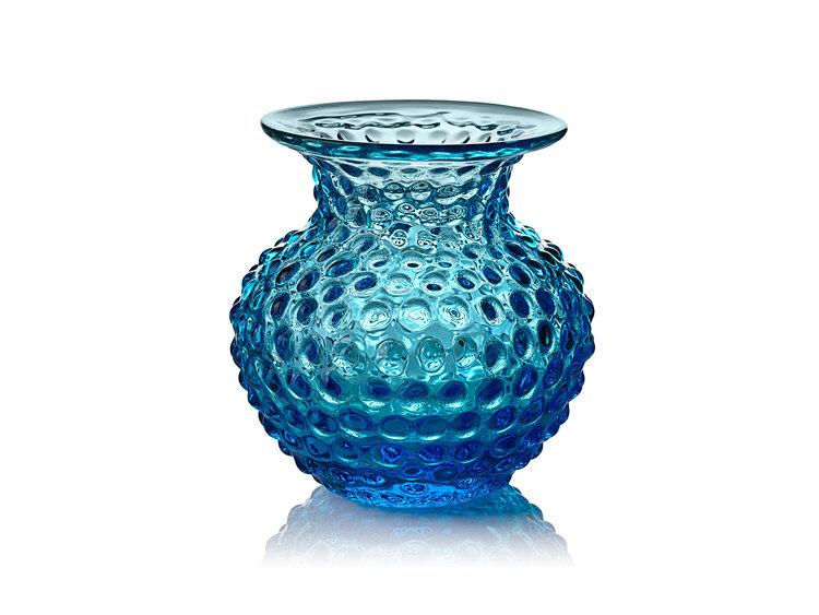 Skloglass Handgemaakt kristallen Lobelia vaas - Azure