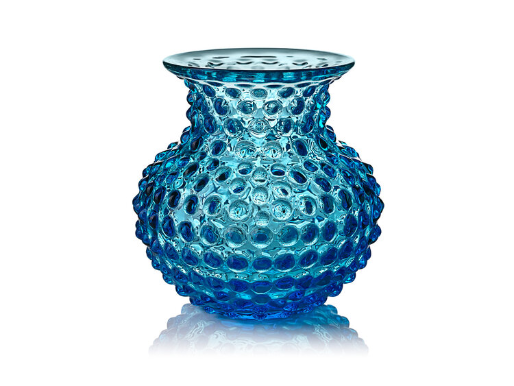 Skloglass Handgemaakt kristallen Lobelia vaas - Azure