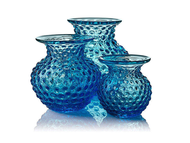 Skloglass Handgemaakt kristallen Lobelia vaas - Azure