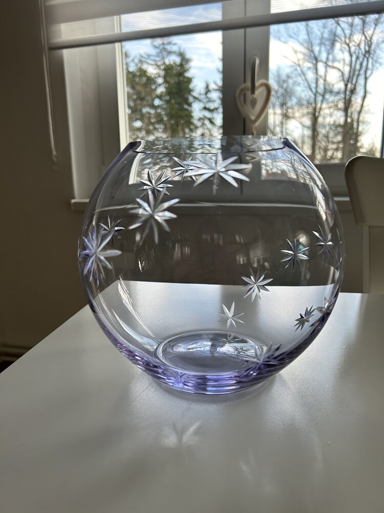 Skloglass Handgemaakt kristallen bolvaas 180mm  met handgeslepen motiev STER