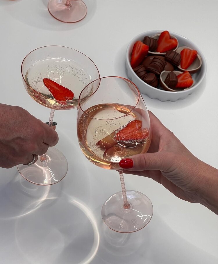 Skloglass Tangled champagnecoupe / 2st - Roze