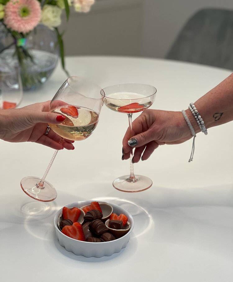 Skloglass Tangled champagnecoupe / 2st - Roze