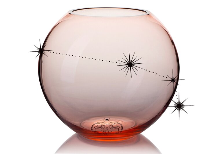 Skloglass Horoscoop RAM op Kristallen bolvaas 18cm