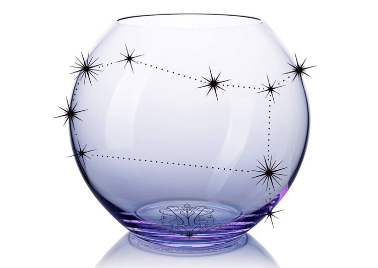 Skloglass Horoscoop TWEELING op Kristallen bolvaas 150mm