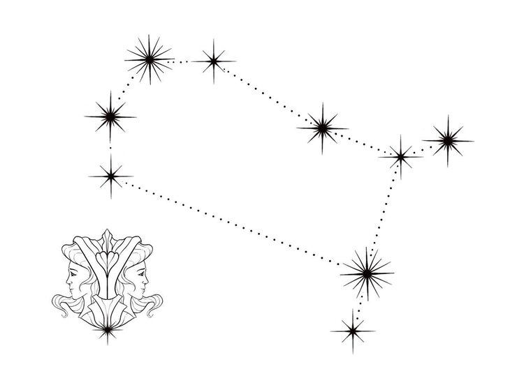 Skloglass Horoscoop TWEELING op Kristallen bolvaas 150mm