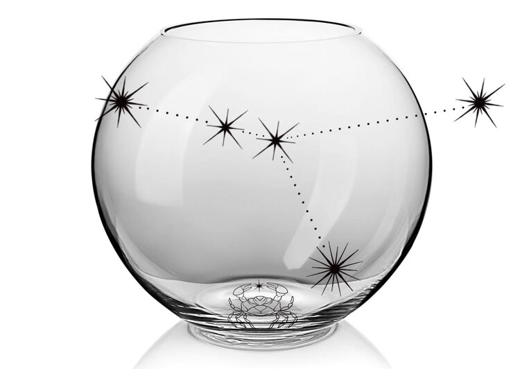 Skloglass Horoskoop KREEFT op Kristallen bolvaas 180mm