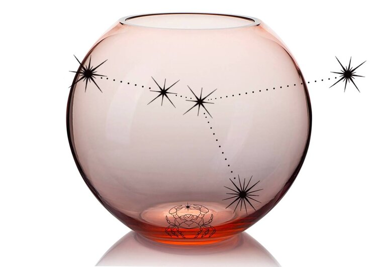 Skloglass Horoskoop KREEFT op Kristallen bolvaas 180mm