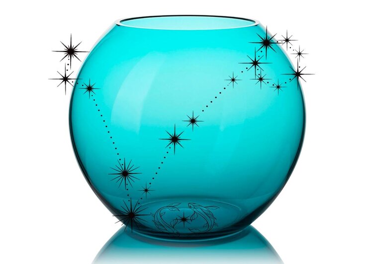 Skloglass Horoskoop VISSEN op Kristallen bolvaas 180mm