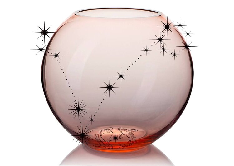 Skloglass Horoskoop VISSEN op Kristallen bolvaas 180mm