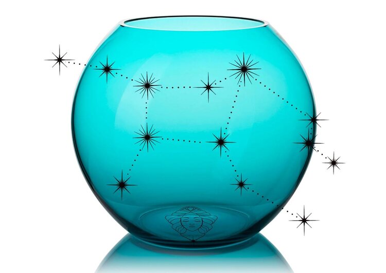 Skloglass Horoscoop MAAGD op Kristallen bolvaas 150mm