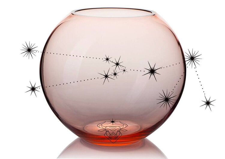 Skloglass Horoscoop STIER op Kristallen bolvaas 150mm