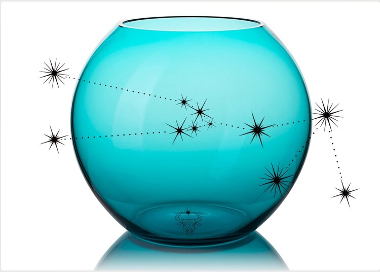 Skloglass Horoskoop STIER op Kristallen bolvaas 180mm