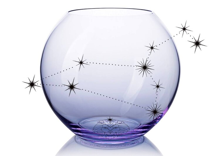 Skloglass Horoscoop LEEUW op Kristallen bolvaas 150mm