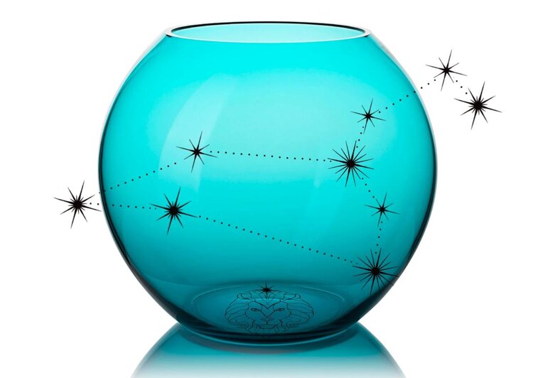 Skloglass Horoscoop LEEUW op Kristallen bolvaas 150mm