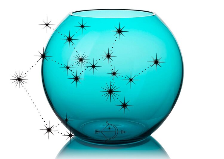 Skloglass Horoscoop BOOGSCHUTTER op Kristallen bolvaas 150mm