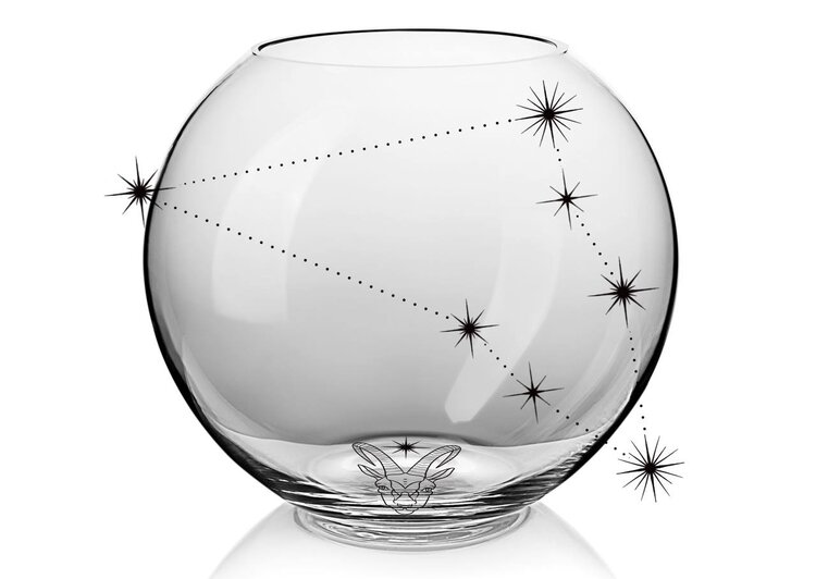 Skloglass Horoskoop STEENBOK op Kristallen bolvaas 180mm