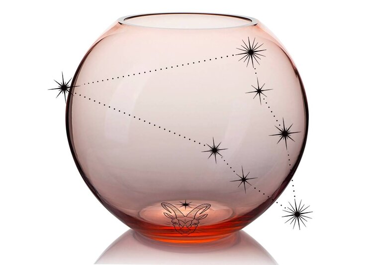 Skloglass Horoskoop STEENBOK op Kristallen bolvaas 180mm