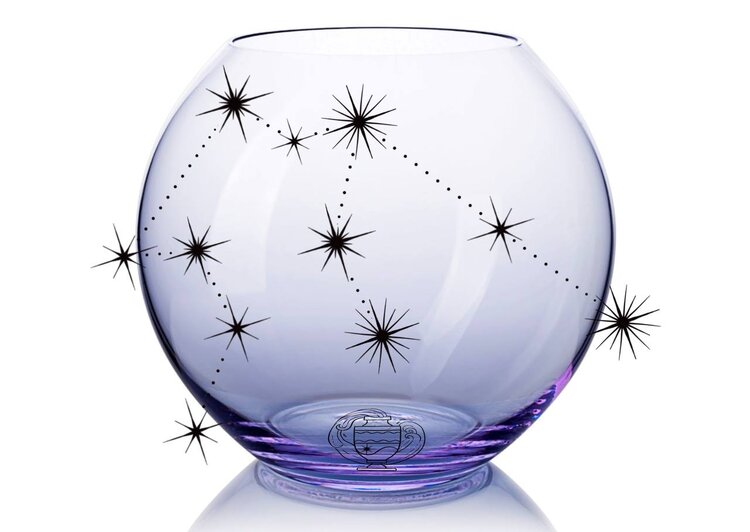 Skloglass Horoscoop WATERMAN op Kristallen bolvaas 150mm