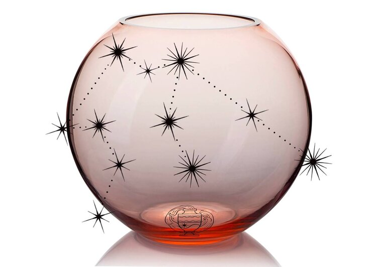 Skloglass Horoscoop WATERMAN op Kristallen bolvaas 150mm