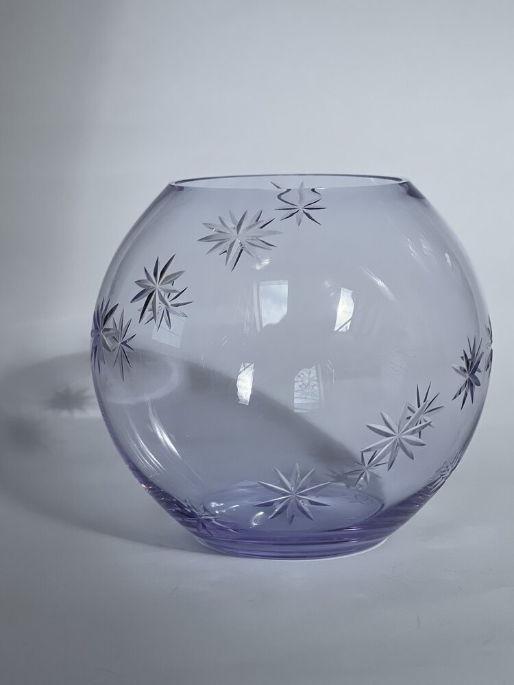 Skloglass Handgemaakt kristallen bolvaas 150mm  met handgeslepen motiev STER